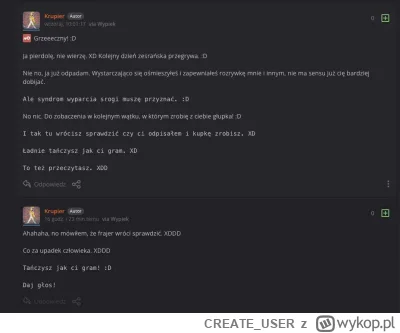 CREATE_USER - @Krupier: btw takie wypowiedzi prezentuje nam osoba, która innych nazyw...