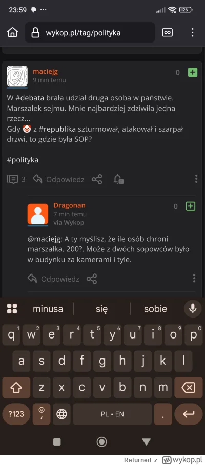 Returned - #polityka co się dzieje z plusowaniem na Mirko? Jakby nie działały. Co odś...