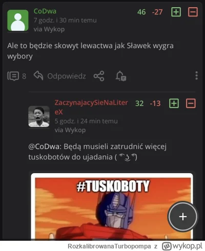 RozkalibrowanaTurbopompa - Tak zielonko, najważniejsze że jak Memcen wygra to lewaków...