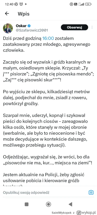 SaintWykopek - "Zgniotę cię pisowska mendo" - Nikt tak nie mówi XD
#polityka #heheszk...