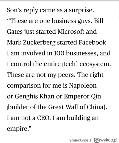 SmiecGnoj - Mocny zawodnik z tego CEO SoftBanku.
#gielda