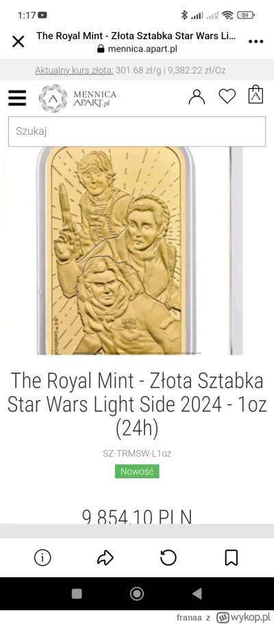 franaa - Sprzedajo sztabki złota Star Wars x Papaj xD Nawet rzułty jak należy. #2137 ...