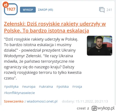 c.....t - Pamiętacie jak prezydent Ukrainy twierdził, że to były rosyjskie rakiety, a...