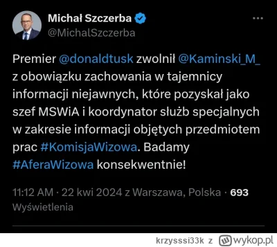 krzysssi33k - #sejm Tusk udzielił zwolnienia z obowiązku zachowania tajemnicy, czyli ...