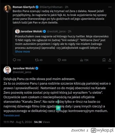 ZionOfel - Prawaki na #twitter dokonują linczu na #wolski za słowa sympatii skierowan...