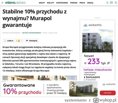 systemluster - @zdrajczyciel: Gwarantują dochód 10% z wynajmu, a giełda taka niewdzię...