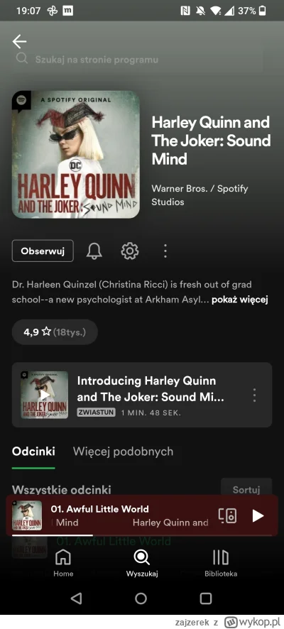 zajzerek - Właśnie teraz zauważyłem że Spotify robi słuchowiska z znanymi aktorkami i...