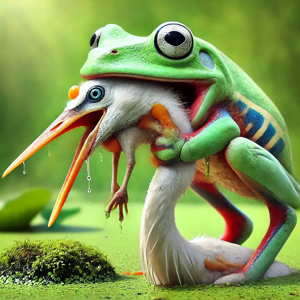 CzlowiekPacha - @bialykruczek stop - nastąpiła mała zmiana i to żaba czas zjada bocia...