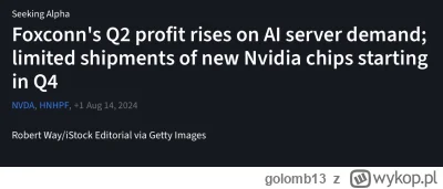 golomb13 - #gielda #nvidia 

Wracamy do gry, jednak blackwell nie tak do konca obsuni...