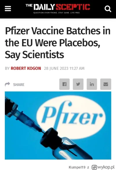 Kumpel19 - Naukowcy twierdzą, że pierwsze partie szczepionek firmy Pfizer w UE były p...