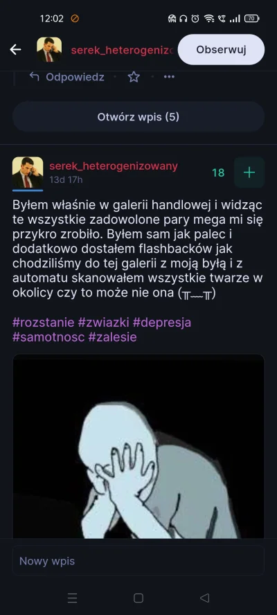 przegropisarz - @serekheterogenizowany jeszcze niedawno płakałeś, że cię dziewczyna z...