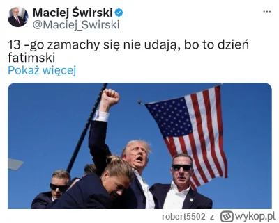 robert5502 - Juz Matka Boża Fatimska zbiera laury za ratunek Trumpa, a przecież kazdy...