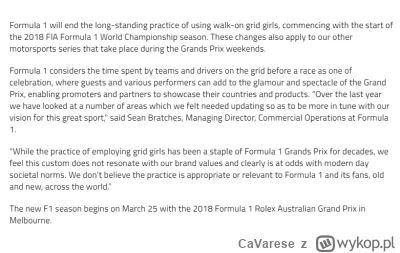 CaVarese - Dobry zapłon macie ( ͡° ͜ʖ ͡°)
F1 przestała wystawiać Grid Girls w 2018 ro...
