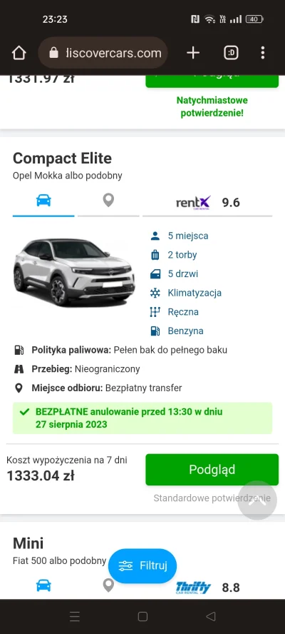 MirkujeOd2009Roku - @szpecek: rentx ma dobre opinie również, mają dostępne auto np. 2...