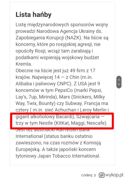 codeq - Nestle to tez jedna z marek, które nie wyniosły sie z Rosji