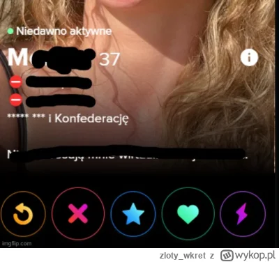 zloty_wkret - #tinder
Nie dziwię ci się stara babo, ze jesteś sama z takimi poglądami...