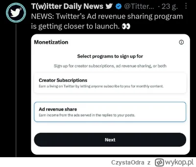 CzystaOdra - Twitter niedługo będzie płacił użytkownikom za wyświetlenia  reklam pod ...
