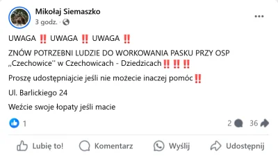 Marcepanowy_Detektyw - POTRZEBNI LUDZIE do workowania piasku przy OSP ,,Czechowice'' ...