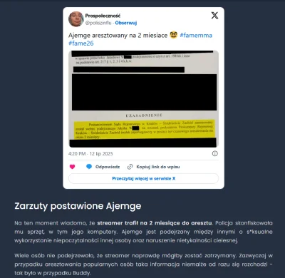 zdzichpolspzoo - Już całkowicie serio, jeżeli gość został zatrzymany za takie zarzuty...