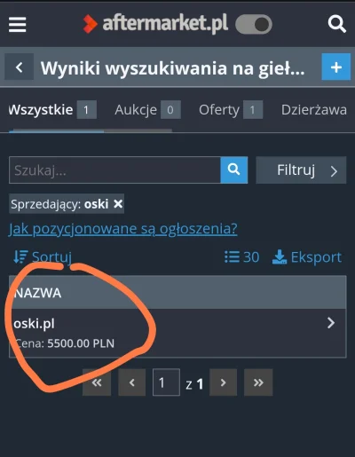 DFWAFDS - #przegryw można kupić domenę oski.pl za 5500 zł.