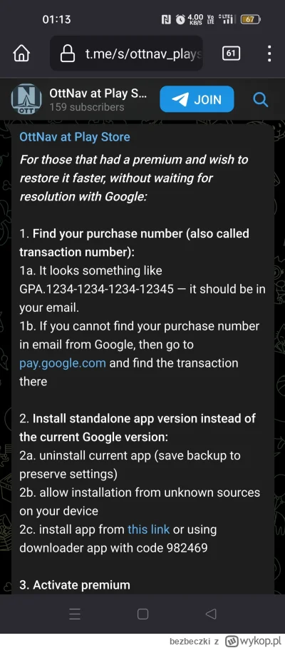 bezbeczki - OTT Navigator zniknęło z Google Play Store
 jeżeli masz subskrypcję albo ...