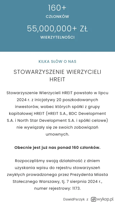 DawidParzyk - Zostałem poproszony o udostępnienie: 

"Stowarzyszenie Wierzycieli HREI...