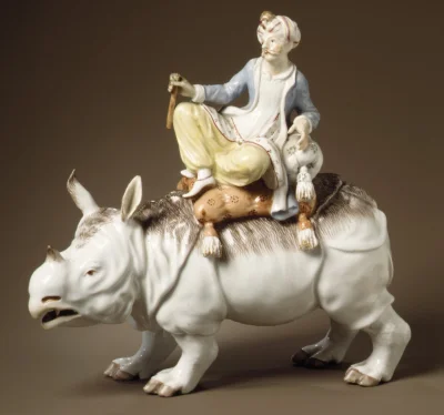 Loskamilos1 - Turek na nosorożcu, porcelanowa figurka wykonana około 1755 roku, miejs...