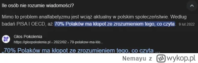 Nemayu - Ogólnie kiedyś widziałem statystykę, że jakoś 68% osób to wtórni analfabeci....