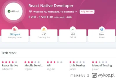 majkel88 - 3,5k euro (net ~ 3k?) na FV za advanced w React Native xD 

Jak wy żyjecie...