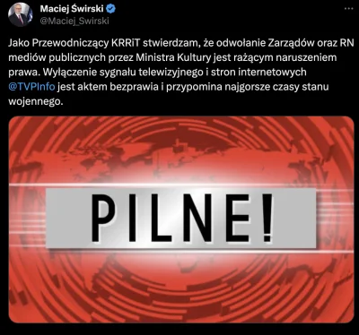 kogi - Oświadczenie przewodniczącego KRRIT w sprawie zamachu na TVP
Nie mam wątpliwoś...