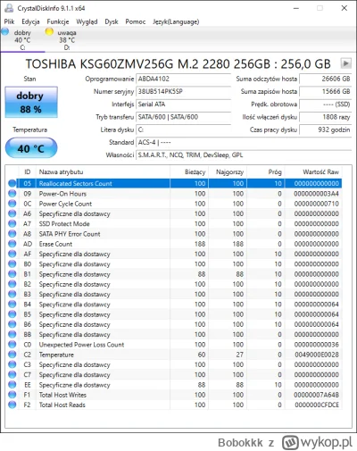 Bobokkk - @TypowyDaltonista: @Multiwitamina-_ Tak wygląda info z CrystalDiskInfo. Tut...