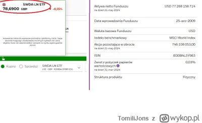 TomiliJons - Może mi ktoś wytłumaczyć dlaczego iShares Core MSCI World UCITS ETF na s...