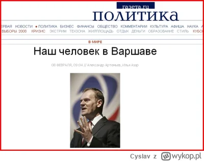 Cyslav - Rosyjskie media zachwycone Tuskiem, piszą o nim "Nasz człowiek w Warszawie" ...