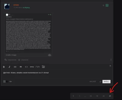 WykopX - @w1nter: Brawo, dotarłes swoim komentarzem na 21 stronę!