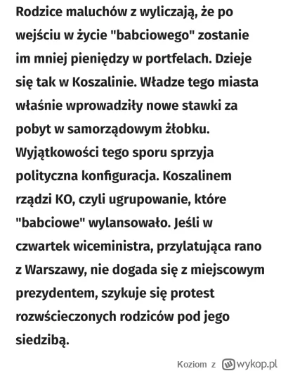 Koziom - Miło, że Pani Gajewska nie ignoruje problemu z babciowym w Koszalinie i leci...