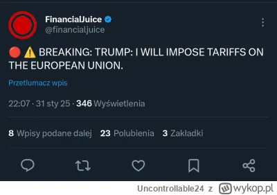 Uncontrollable24 - Cła na cały świat i elo xD pora na CSa #gielda #polityka