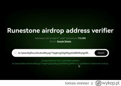 tomas-minner - Zespół Runestone projektu Ordinals przeprowadzi airdrop w sieci Bitcoi...
