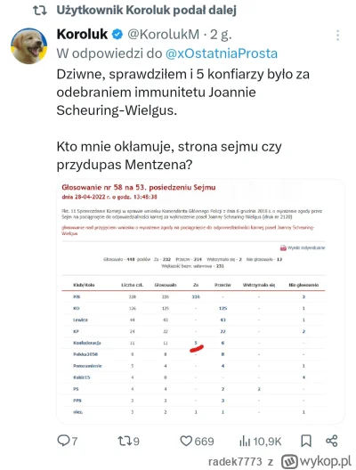 radek7773 - @Parker_  no chyba że rządzi PiS to wtedy mozna zdejmować opozycji immuni...