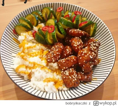 bobryikaczki - Kurczak gochujang z marynowanym ogórkiem i ryżem. #gotujzwykopem #jedz...