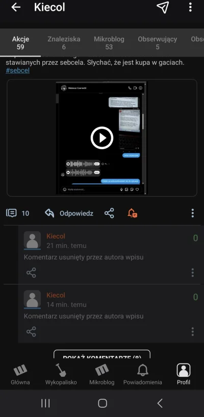 Odchod_Pasywny - Ej @Kiecol byku pisałeś coś? Bo chyba coś się zepsuło i nie było cie...