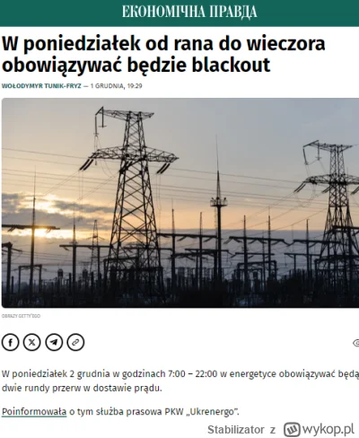 Stabilizator - >„Powodem tymczasowego zaostrzenia ograniczeń są uszkodzenia obiektów ...