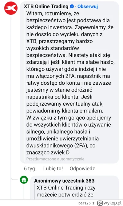bar125 - >Wspomniałeś, że nie używałeś 2fa. Oczywiście nie obwiniam, ale czy wiesz, c...