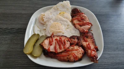 mirek_wyklety - #keto 
#dieta
#gotujzwykopem
Dzisiejsze śniadanie. 3 jaja kacze i bek...