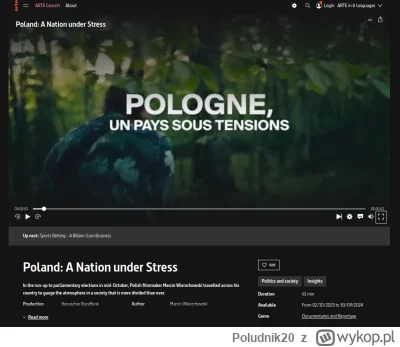 Poludnik20 - Ciekawy reportaż niemiecko–francuskiej telewizji Arte o nastrojach w Pol...