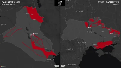 nonOfUsAreFree - Porównanie inwazji na Irak z atakiem Rosji na Ukrainę. 
Timelapse. 
...