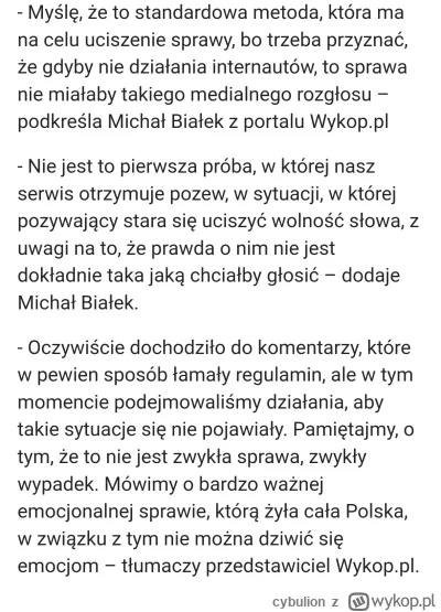 cybulion - I wy se tak dajecie pluc w ryj? Chlop piepszy o 'wolnosci slowa' a tydzien...