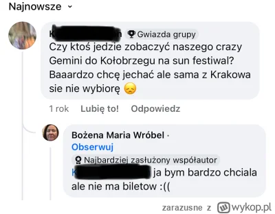 zarazusne - Bardzo fascynuje mnie postać Bożeny Marii Wróbel. Raz skomentowała mój po...