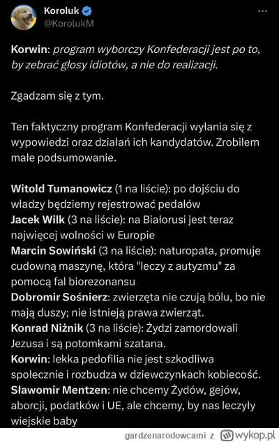 gardzenarodowcami - koroluk wrzucił pare wypowiedzi „wolnościowych” poglądów ludzi z ...