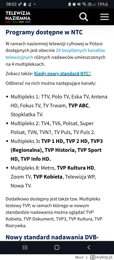 MeeF - @Knamga 
 @lobo: TVP1,2,3, Polsat, tvn, tvn7 eska

No czyli zwykła naziemna