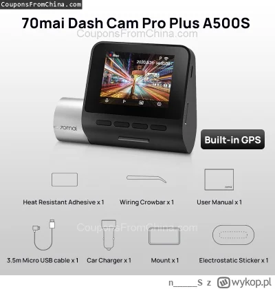 n____S - ❗ 70mai Dash Cam Pro Plus A500S [EU/CN]
〽️ Cena: 72.20 USD
➡️ Sklep: Aliexpr...